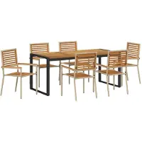 vidaXL Tuin Eettafel Set 7 st Beige en Bruin poly rattan