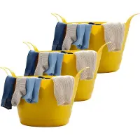Excellent houseware Flexibele wasmand - 3x - geel - 30 liter - kunststof - 54 x 37 cm - met handvatten