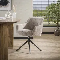 Dimehouse Eetkamerstoel Chia Rich Stof Zand Draaibaar - Chenille - Scandinavisch & Basic