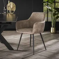 Dimehouse Eetkamerstoel Rivo Rib Rock Zand Ribstof Zitting - Stof - Scandinavisch & Basic
