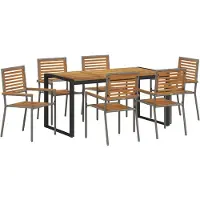 vidaXL Tuin Eettafel Set 7 st Grijs en Bruin poly rattan
