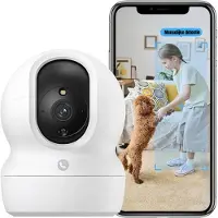 Core Draadloze Babyfoon met Camera en App – Babyfoon met Camera en App – Baby Camera met Bewegingsdetectie – Wit - ‎9cm x 9cm x 12cm