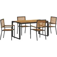 vidaXL Tuin Eettafel Set 5 st Zwart en Bruin poly rattan