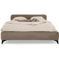 Idimex Gestoffeerd bed LAVORO 140x200 cm met lattenbodem & fluweel – greige