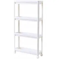 Decopatent - Smal Keukenrek opbergrek 4 laags op Wieltjes met Vakken - Smalle kast - Keukentrolley met wielen - Badkamer - Nisrek - Afm: 53 x 17 x 100 Cm