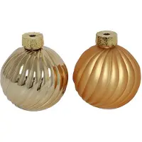 Countryfield Kerstbal ro Stripe a2 goud Ø10cm