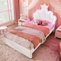 MODFU Bedframe 90x200 cm – wit metaal – stapelbed met veiligheidsranden – kindvriendelijk
