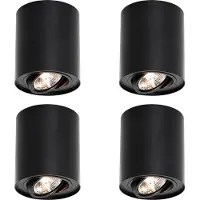 QAZQA Set van 4 moderne plafondspots zwart draai- en kantelbaar AR70 - Rondoo Up