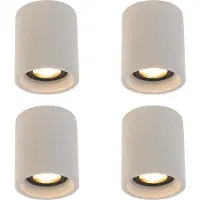 QAZQA Set van 4 rustieke plafondspots beton rond - Deep