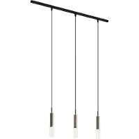 QAZQA Modern railsysteem zwart met 3 hanglampen gunmetal 1-fase - Slimline Loyce