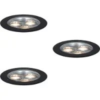 QAZQA Set van 3 moderne grondspots zwart 3-lichts IP65 - Tribus