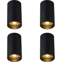 QAZQA Set van 4 moderne opbouwspots zwart 5,5cm GU10 50mm - Tuba