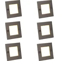 QAZQA Set van 6 moderne inbouwspots staal incl LED - Square 7