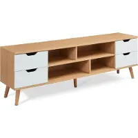En.casa Tv-meubel Bordkak 140x30x45 cm eikenkleurig en wit []