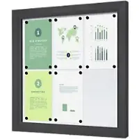 SHOWDOWN Vitrine Magnetisch 6 x A4 Wandmontage Afsluitbaar Buiten 75 (B) x 70,5 (H) cm Antraciet