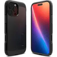 Spigen Tough Armor T MagFit - Hoesje Geschikt voor Apple iPhone 16 Pro Max - Compatibel met MagSafe - Back Cover met Standaard - Zwart
