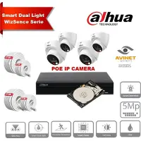 Dahua Smart Dual Light Active Deterrence WizSense-serie 30m IP-camerakit - 4x 5 megapixel 2,8 mm cameratorentjes + 8 kanalen POE NVR + 4 TB max. 8x camera
