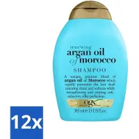 OGX 12 x - Renewing Moroccan Argan Oil - Shampoo - Voor Vrouwen - 385 ml - Argan Oil Shampoo - Haar Herstel - Hydraatatie Haar - Bescherming Tegen Hitte - Vitamine E Haar
