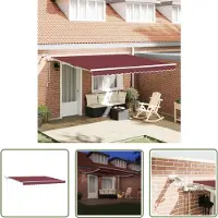 The Living Store Elektrische Luifel - Luifel - Luifel automatisch uittrekbaar met LED 400x300 cm bordeauxrood - Buitenuitvoering - Terrasoverkapping - Zonnewering