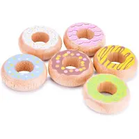 New Classic Toys Houten Speelgoed Donut Set - 6 Kleurrijke Donuts van Beukenhout - Speelgoedeten voor Kinderen - Rollenspel Keukenspeelgoed - Vanaf 2 Jaar