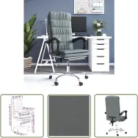 The Living Store De Living Store bureaustoel met ligfunctie, donkergrijs, met stoffen bekleding