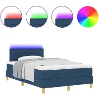 vidaXL LED Box Spring Bed met hoofdeinde Blauw 120 x 190 cm Stof