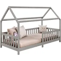 Idimex Huisbed NINA 90 x 200 van massief hout - grijs