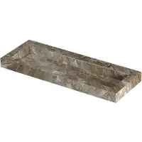 Ink Pitch Wastafel keramische slab centraal met drain en front en side skirts 2 kraangaten 120x45x9 Earth glossy