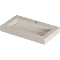 Ink Pitch Wastafel keramische slab bak met drain en front en side skirts 1 kraangat 80x45x9 Travertin mat