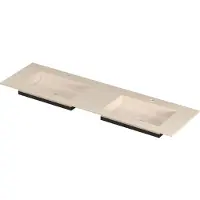 Ink Post Wastafel keramische slab envelop bak dubbel 2 kraangaten 160x45x1 Travertin matt