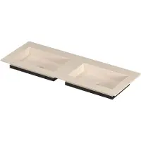 Ink Post Meubelwastafel 120x45cm Keramische Slab - Dubbel - Zonder Kraangaten - Travertin Mat - Keramiek - 8718835372934 - Rechthoekig - Wastafels,