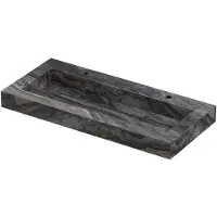 Ink Pitch Wastafel keramische slab centraal met drain en front en side skirts 2 kraangaten 100x45x9 Venice brown glossy