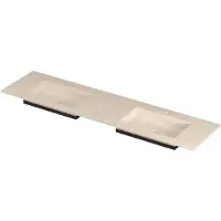 Ink Post Wastafel keramische slab envelop bak dubbel 2 kraangaten 180x45x1 Travertin matt