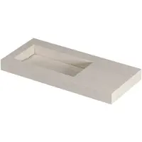 Ink Pitch Wastafel keramische slab links met drain en front en side skirts zonder kraangat 100x45x9 Travertin mat