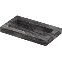 Ink Pitch Wastafel keramische slab bak met drain en front en side skirts 1 kraangat 80x45x9 Venice brown glossy