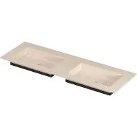 Ink Post Meubelwastafel 140x45cm Keramische Slab - Dubbel - Zonder Kraangaten - Travertin Mat - Keramiek - 8718835372958 - Rechthoekig - Wastafels,