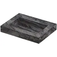 Ink Pitch Wastafel keramische slab bak met drain en front en side skirts 1 kraangat 60x45x9 Venice brown glossy