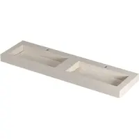 Ink Pitch Wastafel keramische slab bak dubbel met drain en front en side skirts 2 kraangaten 160x45x9 Travertin mat