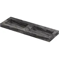 Ink pitch wastafel keramische slab bak dubbel met drain en front en side skirts 2 kraangaten 140x45x9 venice brown glossy