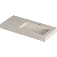Ink Pitch Wastafel keramische slab rechts met drain en front en side skirts 1 kraangat 100x45x9 Travertin mat
