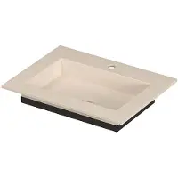 Ink Post Meubelwastafel 60x45cm Keramische Slab - 1 Kraangat - Travertin Mat - Keramiek - 8718835372866 - Rechthoekig - Wastafels, Meubelwastafels