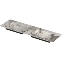 Ink Post Meubelwastafel 160x45cm Keramische Slab - Dubbel - 2 Kraangaten - Island Glossy - Keramiek - 8718835383855 - Rechthoekig - Wastafels,