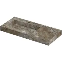 Ink Pitch Wastafel keramische slab links met drain en front en side skirts 1 kraangat 100x45x9 Island glossy