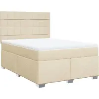 vidaXL Boxspring met matras stof crèmekleurig 140x200 cm