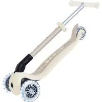 Globber JUNIOR OPVOUWBARE SCOOTER MET LICHTEN, ECO – Driewieler, 120/80 mm wielen, ABEC 9 lagers, LED-lichtgevende wielen, kleur: kokoswit
