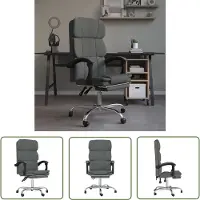 The Living Store De Living Store bureaustoel met ligfunctie, donkergrijs, met stoffen bekleding