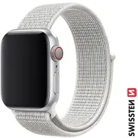 Swissten Nylon bandje voor Apple Watch 42/44/45/49 mm Wit (Nylon, 3, 4, Apple Watch Series 1, Ultra), Horlogebandjes, Wit