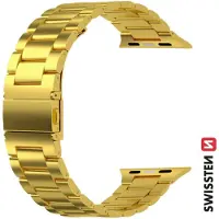 Swissten Metalen bandje voor Apple Watch 38/40/41 mm Goud (Roestvrij staal), Horlogebandjes, Goud