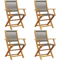 Syfax Opklapbare stoelen, 4 stuks, grijs, massief acaciahout