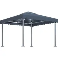 Syfax Prieel met LED-lichtslinger 300x300 cm aluminium antracietkleur